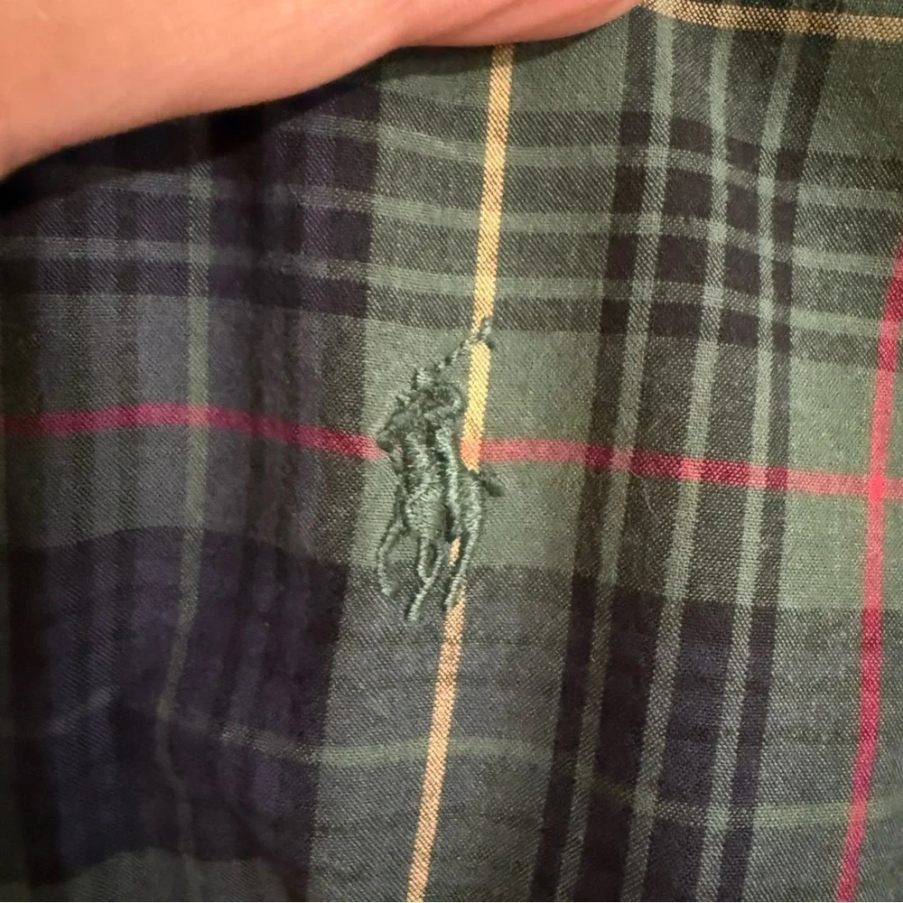 Ralph Lauren boys Plaid dress Shirt - Green and Blue cotton size medium 12-14